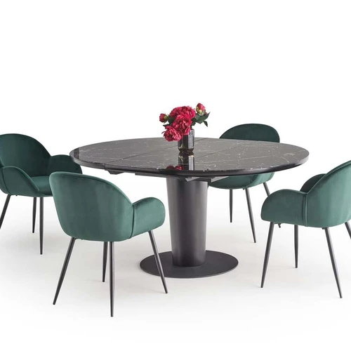 Prailginamas stalas su milteliniu plienu ir juodomis kojomis