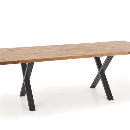 Modernus ąžuolo stalas su plieninėmis detalėmis