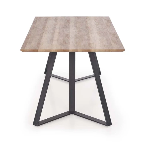 Stalas su kaimiško riešuto viršumi ir juodomis kojomis – 180x90x76 cm