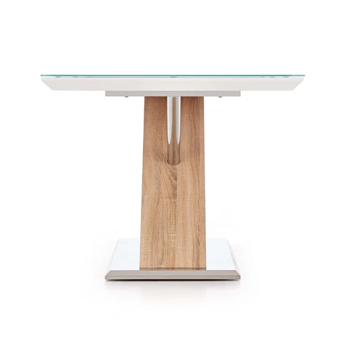 Moderni stiklo spinta su sonoma ąžuolo rėmu ir baltu stiklu