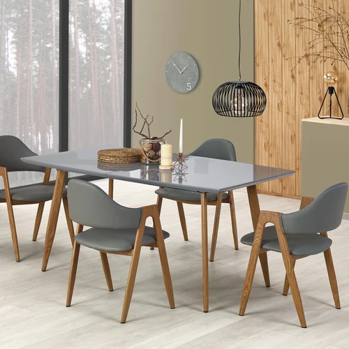 Modernus prailginamasis stalas, lakuotas MDF, dažytas plienas