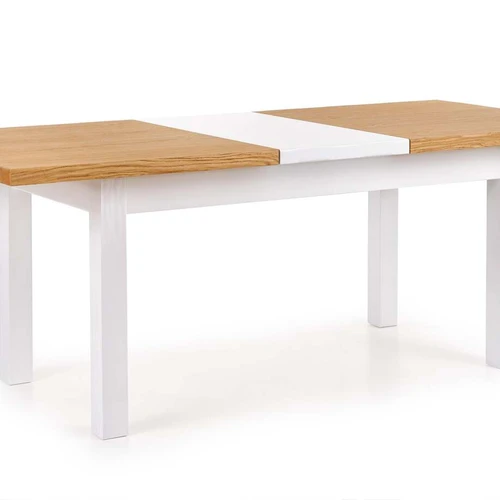 Prailginamasis stalas su ąžuolo vanera, 160-250 cm, balta