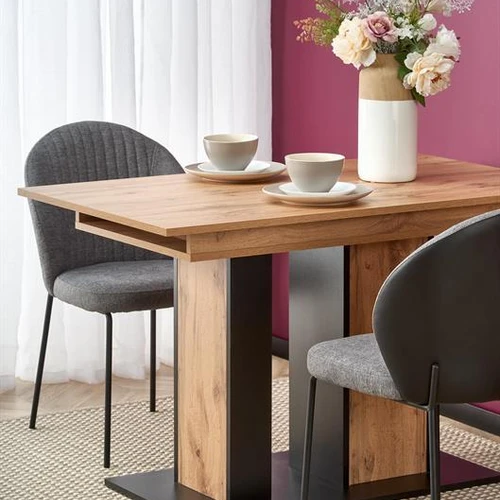 Prailginamasis stalas 130-175 cm, ąžuolo ir juodos spalvos