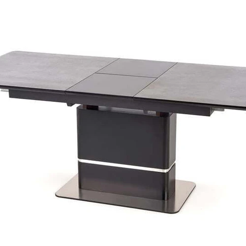 Prailginamasis stalas 160-200 cm, tamsiai pilkas su juodomis kojomis