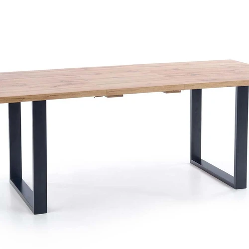 Prailginamasis ąžuolo stalo viršus su juodomis metalinėmis kojomis