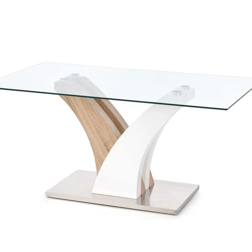 Moderni stiklo ir MDF spinta su nerūdijančiu plienu