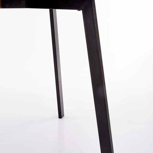 Stilingas stiklo ir medžio masyvo stalas su rūkytu viršumi