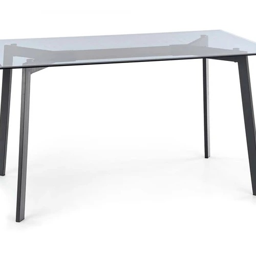 Elegantiškas stalas su rūkytu stiklu ir juodomis kojomis