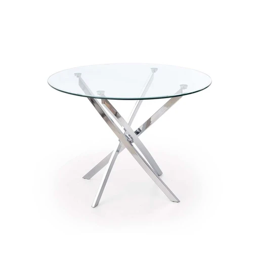 Elegantiškas stiklo ir metalo stalas su chromuotais elementais