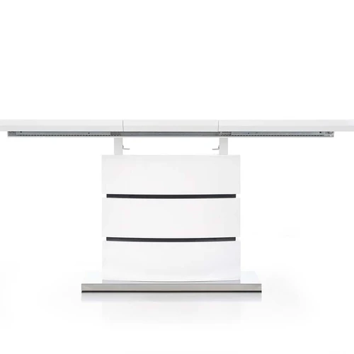 Modernus stalas su lakuotu MDF ir nerūdijančiu plienu