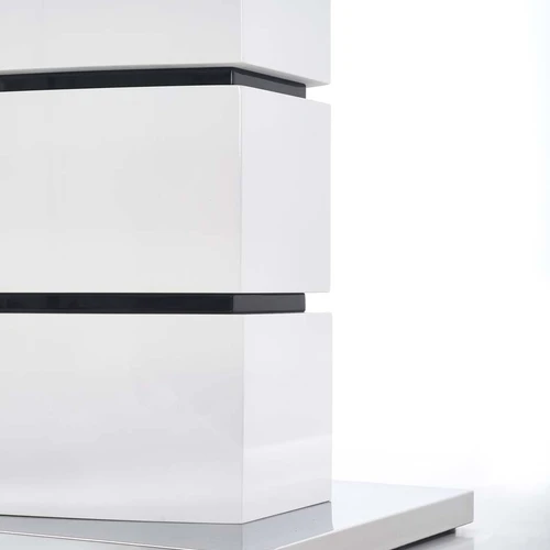 Prailginamasis stalas 90x75 cm, balta su juodais akcentais