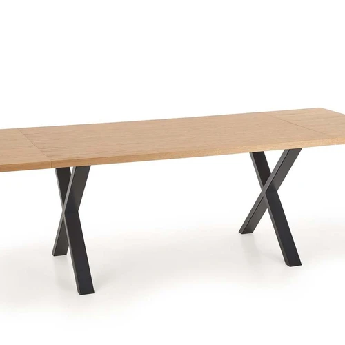 Stalas su natūralaus ąžuolo viršumi ir juodomis kojomis