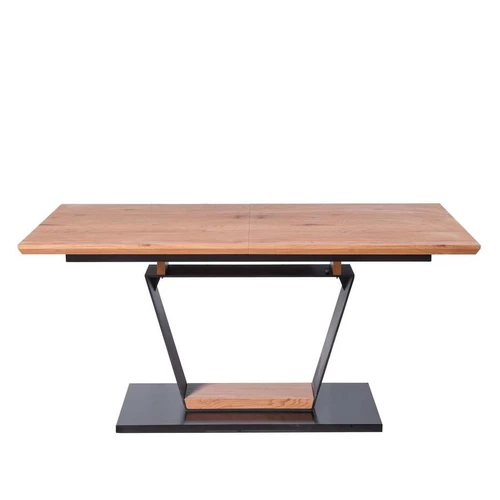 Prailginamasis stalas su lakuotu MDF, 160-220 cm, juoda ir auksinė spalva