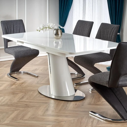 Modernus prailginamasis stalas, 76 cm aukštis, balta spalva