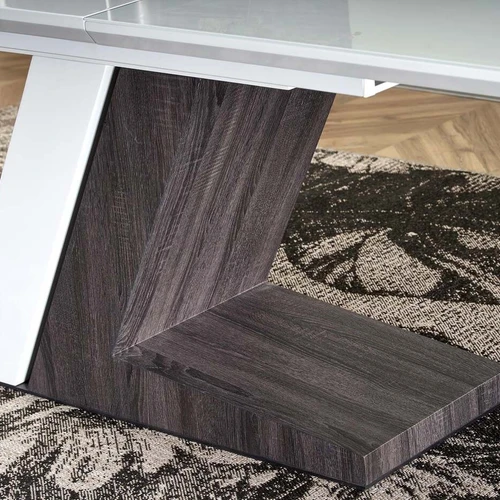 Prailginamas stalas, 90 cm plotis, balta/tamsiai pilka