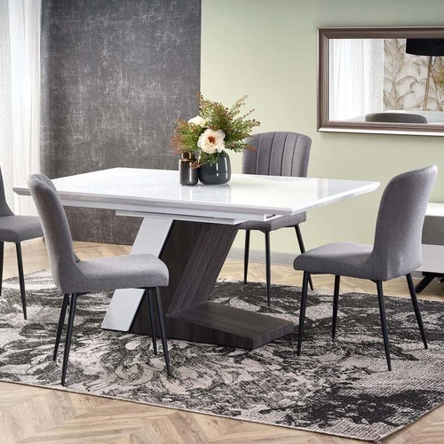 Prailginamas stalas su laminuotu MDF, balta/tamsiai pilka