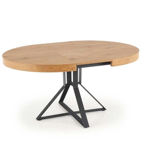 Prailginamasis stalas su aukšta kokybe, auksinis ąžuolas ir juodos kojos