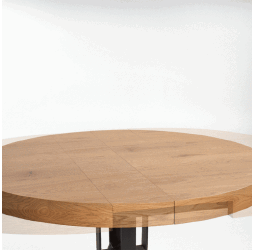 Stalas su milteliniu plienu, auksinis ąžuolas ir juodos kojos