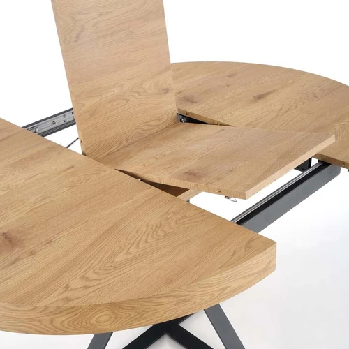 Prailginamasis stalas, auksinis ąžuolas, juodos kojos, 120-160 cm