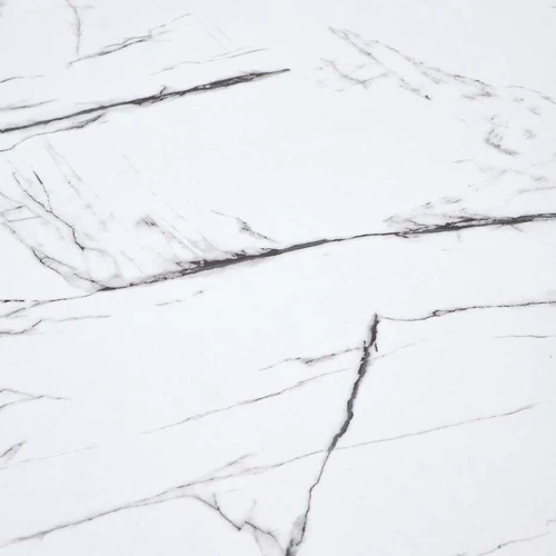 Stilingas stalas su marmuro dekoru ir baltomis kojomis