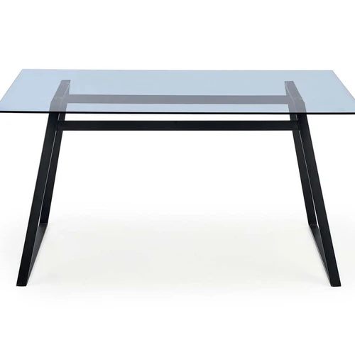 Stiklinis stalas su rūkytu viršumi, 140x80 cm, juodos kojos