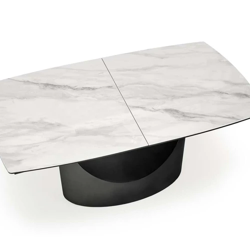 Elegantiškas stalas su marmuro efektu ir plieninėmis kojomis