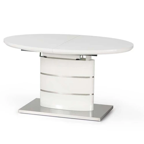 Modernus prailginamas stalas, balta spalva, MDF ir plienas