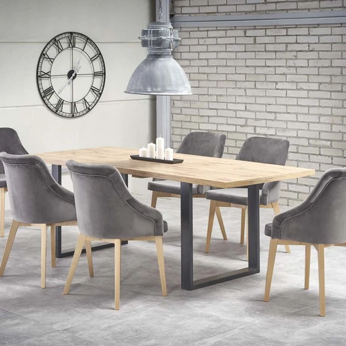 Modernus stalas su ABS kraštais ir juodomis kojomis