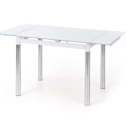 Prailginamasis stalas 96÷142 cm, balto stiklo danga ir chromo karkasas