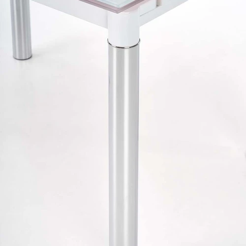 Modernus prailginamasis stalas, chromo plienas ir balto stiklo viršus