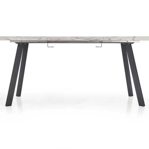 Praktiškas prailginamas stalas, 160-220 cm, marmuro ir juodos spalvos