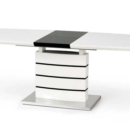 Praktiškas prailginamas stalas iki 180 cm, baltas/juodas