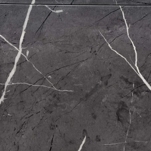 Prailginamasis stalas su stiklo ir MDF viršumi, tamsiai pilkomis kojomis