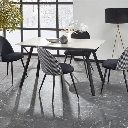 Stalas su prailginimo funkcija, šviesiai pilkas viršus, juodos kojos