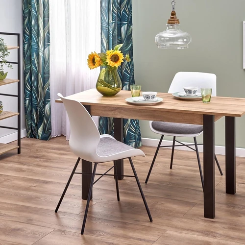 Laminuotas prailginamas stalas, baltos spalvos, 100-135 cm