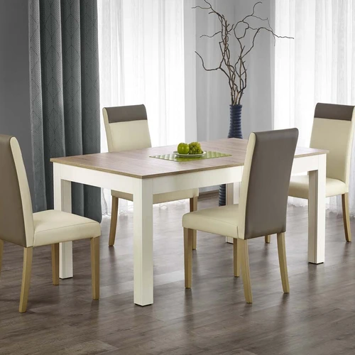 Laminuotas prailginamas stalas, balta, ABS kraštai