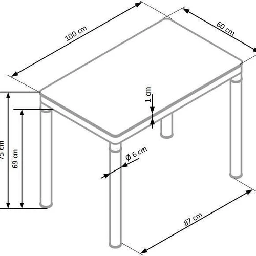 Minimalistinis stalas pieniško stiklo ir baltu rėmu