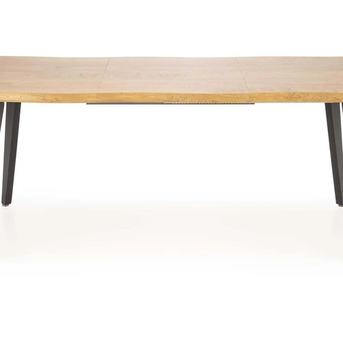 Natūralaus ąžuolo ir juodų kojų stalas su prailginimo funkcija