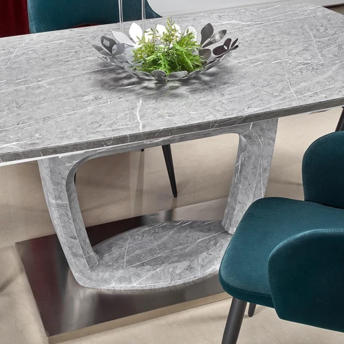 Prailginamasis stalas 160-220 cm, modernus dizainas, pilkas marmuras
