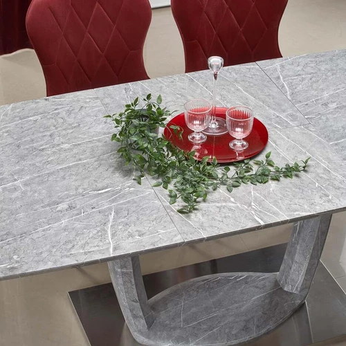 Prailginamasis stalas 160-220 cm, pilkas marmuras, patvarus ir stilingas