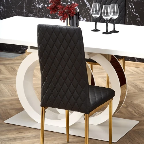 Balta-aukso stalas su MDF ir plienu