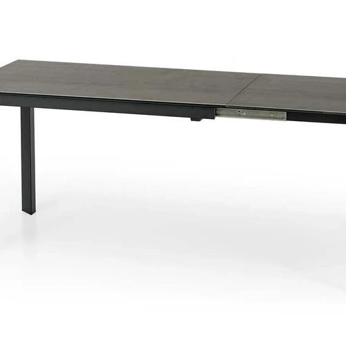 Prailginamas stalas, keraminis viršus humo spalvos, juodos kojos