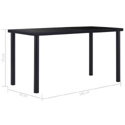Valgomojo stalas, juodas, 140x70x75 cm, grūdintas stiklas - Stalai