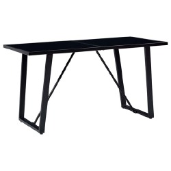 Valgomojo stalas, juodas, 160x80x75cm grūdintas stiklas