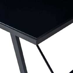 Valgomojo stalas, juodas, 200x100x75cm, grūdintas stiklas - Stalai