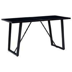 Valgomojo stalas, juodas, grūdintas stiklas, 140x70x75cm