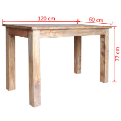Valgomojo stalas, masyvi perdirbta mediena, 120x60x77cm - Stalai