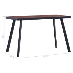 Valgomojo stalas, tamsios medienos ir juodas, 120x60x75cm, MDF - Stalai