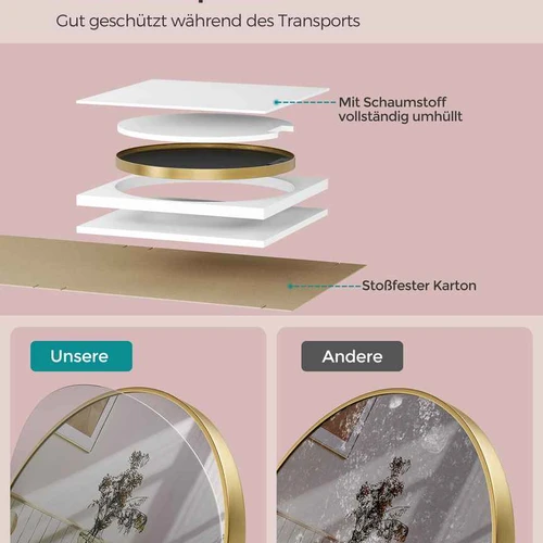 Modernus auksinės spalvos veidrodis 61 cm