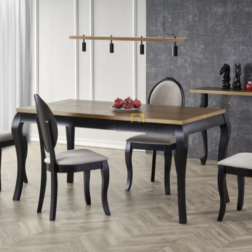 Natūralaus medžio kėdė su smėlio atspalviu gobelenu